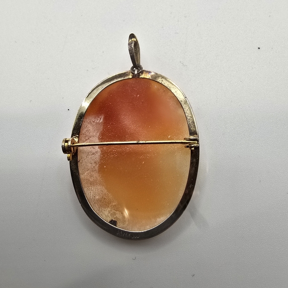 Vintage 900 Silver Cameo Brooch in Peach and Cream - Picture 6 of 9